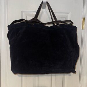 Dark Blue Suede Tote Bag